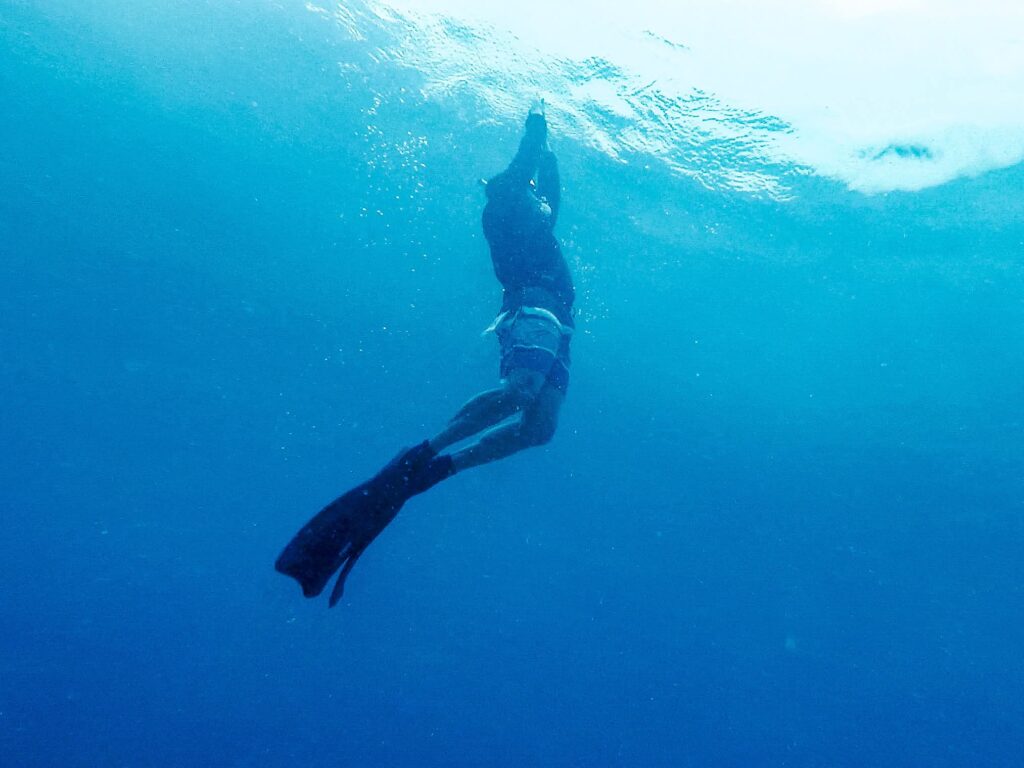 A freediver at Kontiki Dive Resort Mactan